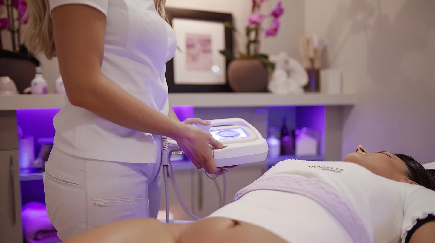 Morpheus8 body sculpting treatment in a serene spa setting with a patient and aesthetician