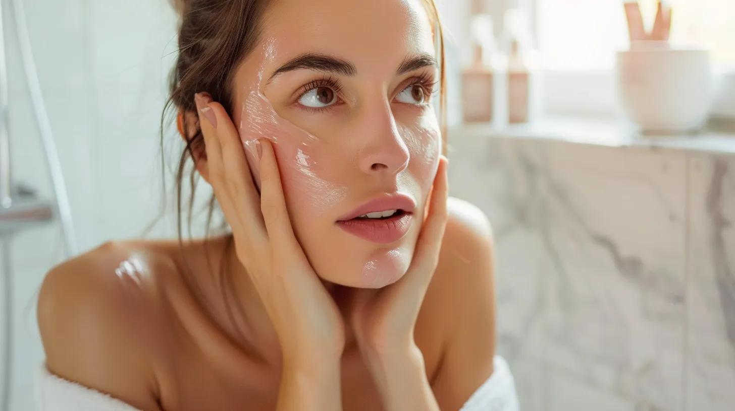 Woman experiencing mild redness and peeling skin after a chemical peel