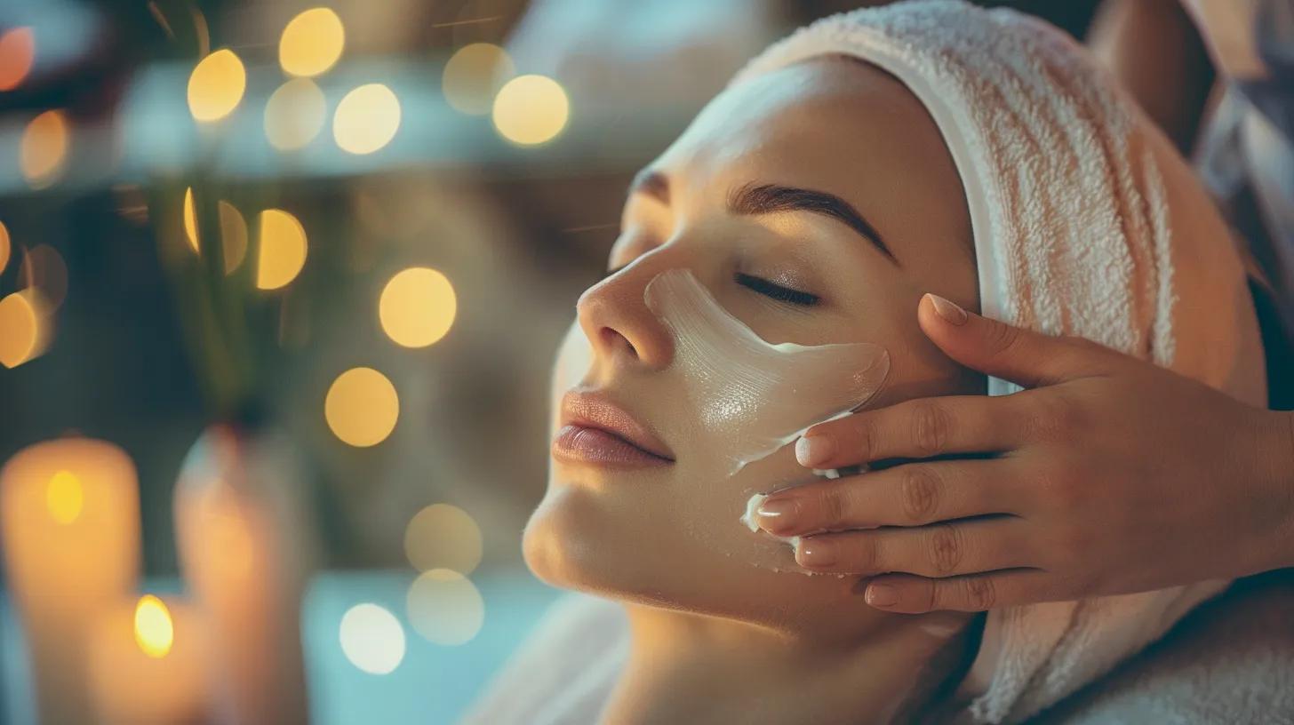 Aesthetician preparing a client for a chemical peel in a serene spa environment