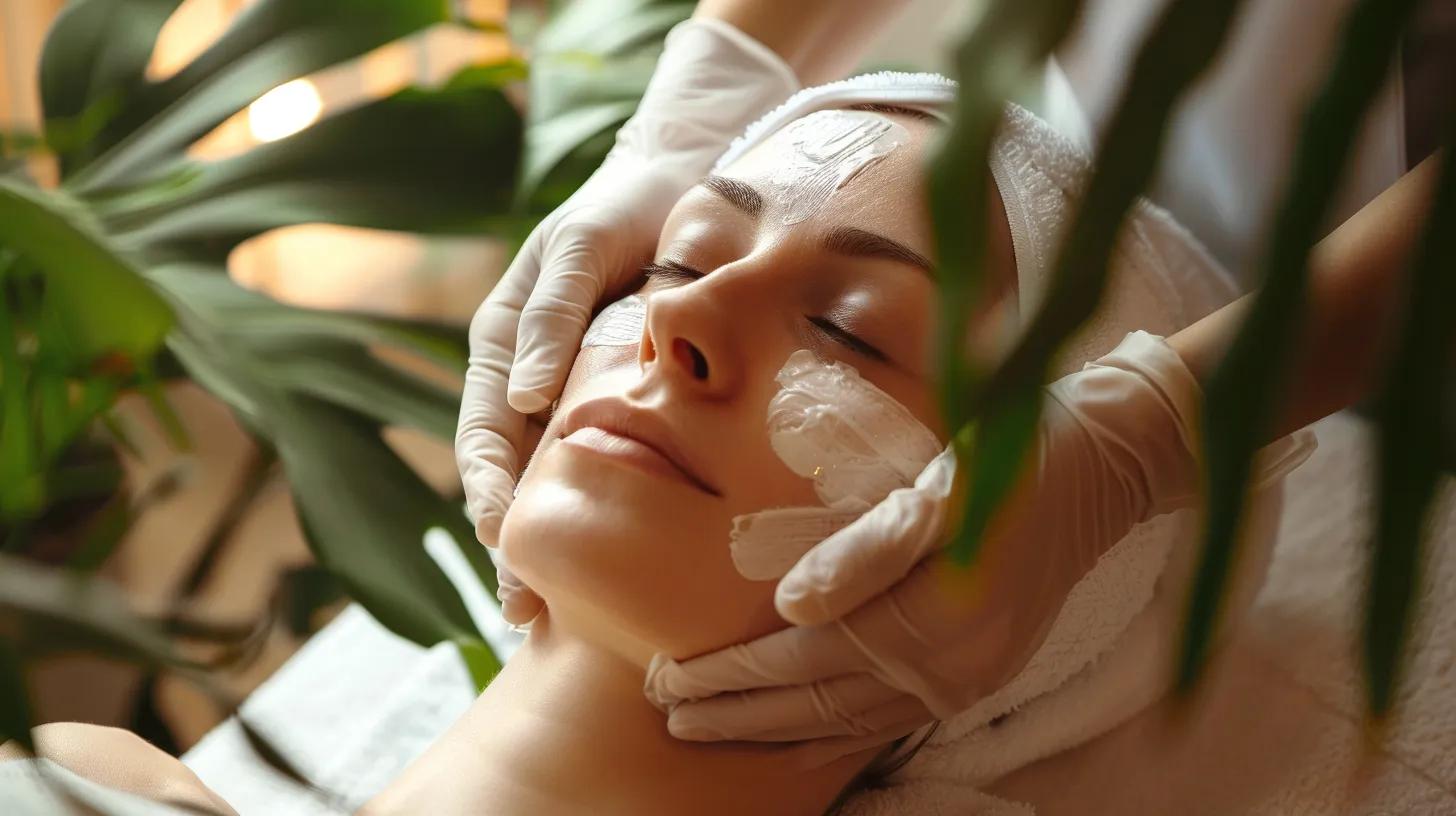 Aesthetician applying a chemical peel treatment in a calming spa environment