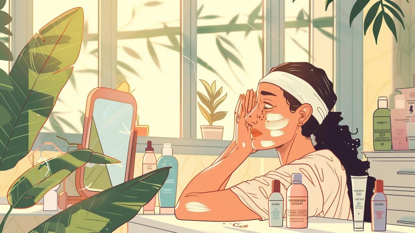 Individual applying moisturizer at home after a chemical peel treatment