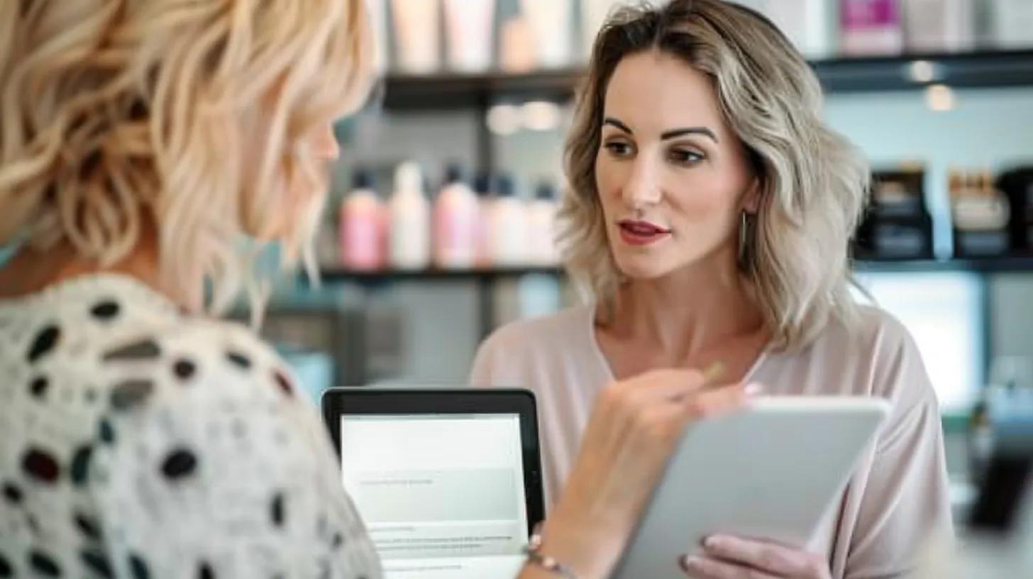 Consultation for IPL combination treatments between patient and skincare professional