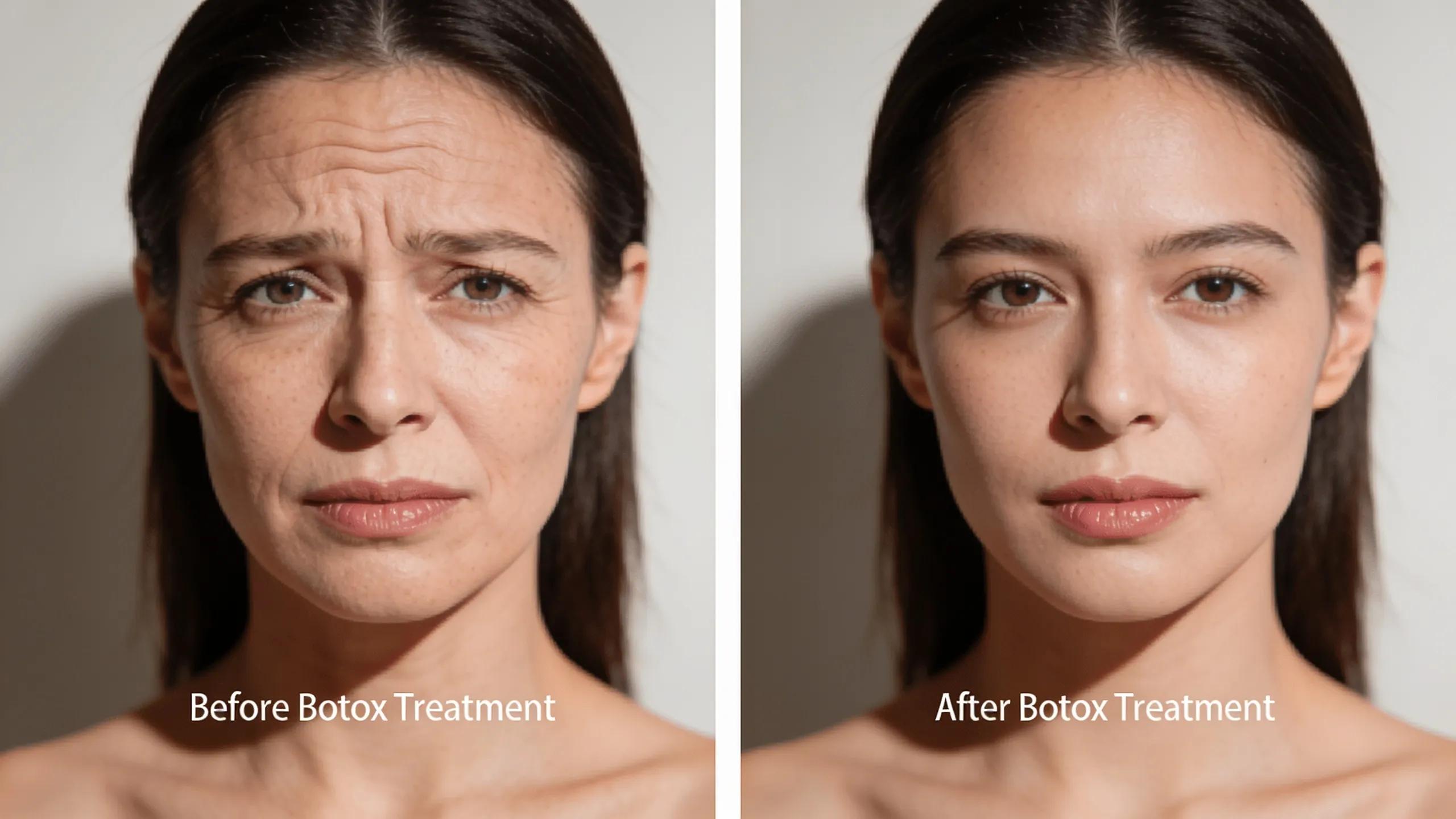 Before-and-after comparison of Botox treatment showing significant facial enhancements and reduced wrinkles.