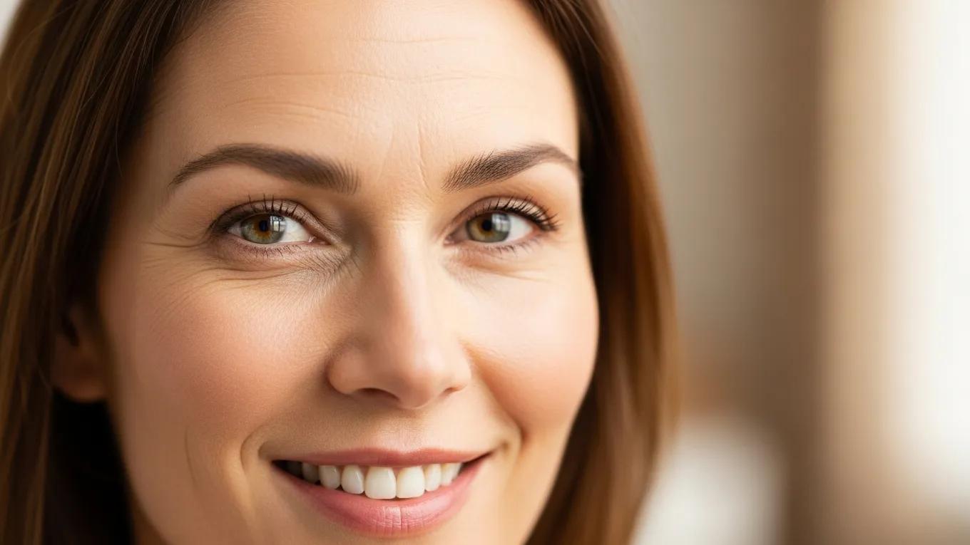 Close-up of a smiling woman with smooth skin, illustrating the anti-aging benefits of Botox treatments