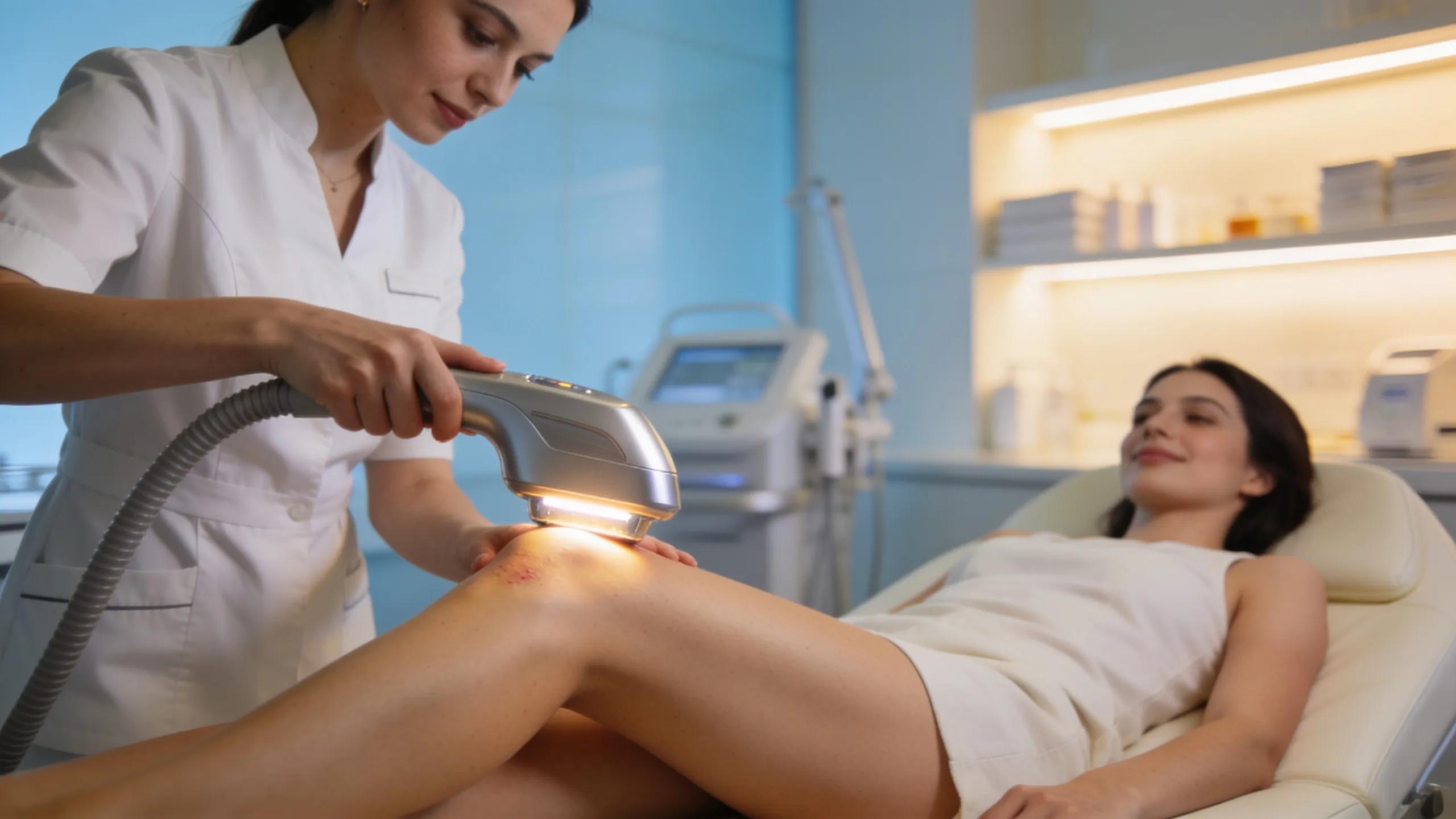 Tech-savvy laser hair removal procedure highlighting advanced technology and client care